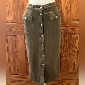 Banana Republic Y2K Olive Green Midi Skirt 4